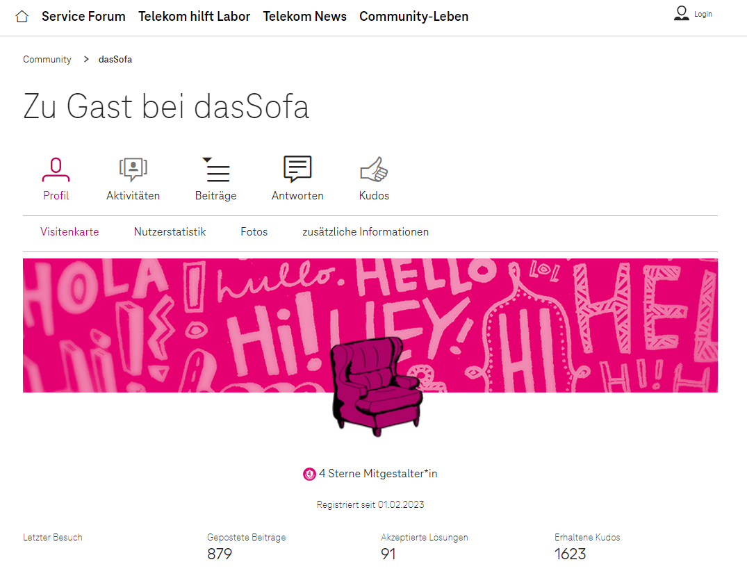 dasSofa machte einen sensationellen Aufstieg bei der Telekom Community